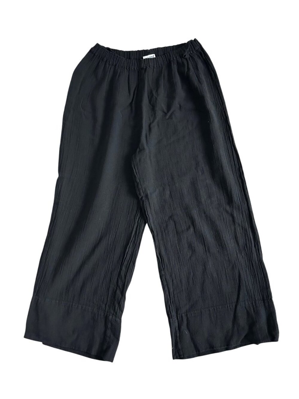 Oh My Gauze Women's Sz 1 Black Wide-Leg Pants Elastic Waist Lightweight Casual